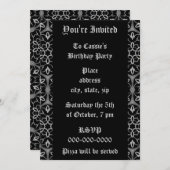 ゴシック様式の幾何学的万華鏡のように千変万化するパターン誕生日パーティー 招待状 (正面/裏面)