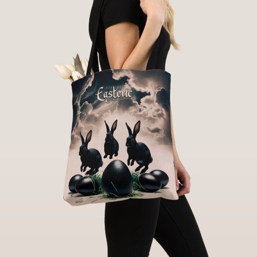 ゴシック様式の復活祭 – ダーク・ブンニー&ミステリアス・エッグ トートバッグ (クローズアップ)