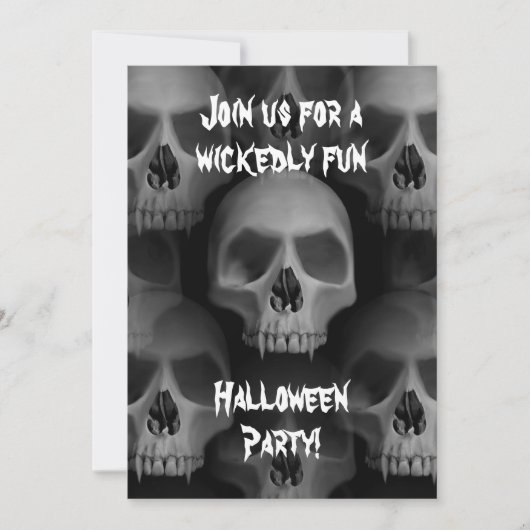 ゴシック様式の悪スカルハロウィンホラーパーティー 招待状 (正面)