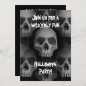 ゴシック様式の悪スカルハロウィンホラーパーティー 招待状 (正面/裏面)