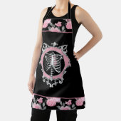 ゴシック様式の愛 |ピンクと黒のスケルトンハートフローラ エプロン (インサイチュ)