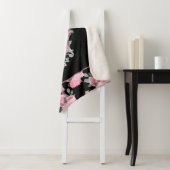 ゴシック様式の愛 |ピンクと黒のスケルトンハートフローラ シェルパブランケット (インサイチュ)