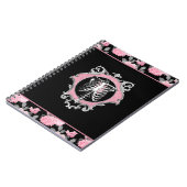 ゴシック様式の愛 |ピンクと黒のスケルトンハートフローラ ノートブック (左側)