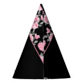 ゴシック様式の愛 |ピンクと黒のスケルトンハートフローラ パーティーハット (裏面)