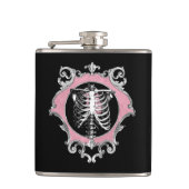 ゴシック様式の愛 |ピンクと黒のスケルトンハートフローラ フラスク (正面)