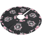 ゴシック様式の愛 |ピンクと黒のスケルトンハートフローラ ブラッシュドポリエステルツリースカート (アングル)