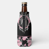 ゴシック様式の愛 |ピンクと黒のスケルトンハートフローラ ボトルクーラー (ボトル裏面)