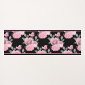 ゴシック様式の愛 |ピンクと黒のスケルトンハートフローラ ヨガマット (裏面(横))