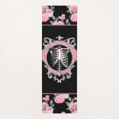 ゴシック様式の愛 |ピンクと黒のスケルトンハートフローラ ヨガマット (正面)