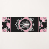 ゴシック様式の愛 |ピンクと黒のスケルトンハートフローラ ヨガマット (正面(横))