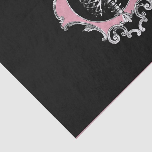 ゴシック様式の愛 |ピンクと黒のスケルトンハートフローラ 薄葉紙 (詳細)