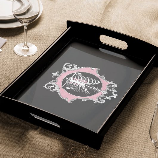 ゴシック様式の愛 |ピンクと黒のスケルトンハートフローラ 薄葉紙