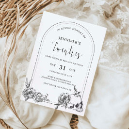 ゴシック様式の手描きアーチ30th誕生日パーティー 招待状