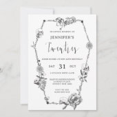 ゴシック様式の手描きアーチ30th誕生日パーティー 招待状 (正面)