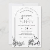 ゴシック様式の手描きアーチ40th誕生日パーティーインビタ 招待状 (正面)