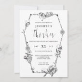 ゴシック様式の手描きアーチ40th誕生日パーティー 招待状 (正面)