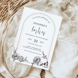 ゴシック様式の手描きアーチ50th誕生日パーティー 招待状