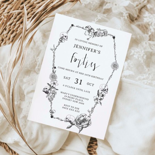 ゴシック様式の手描きアーチ50th誕生日パーティー 招待状