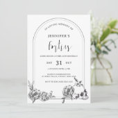 ゴシック様式の手描きアーチ50th誕生日パーティー 招待状 (スタンド正面)