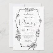 ゴシック様式の手描きハローウィンパーティ 招待状 (正面)