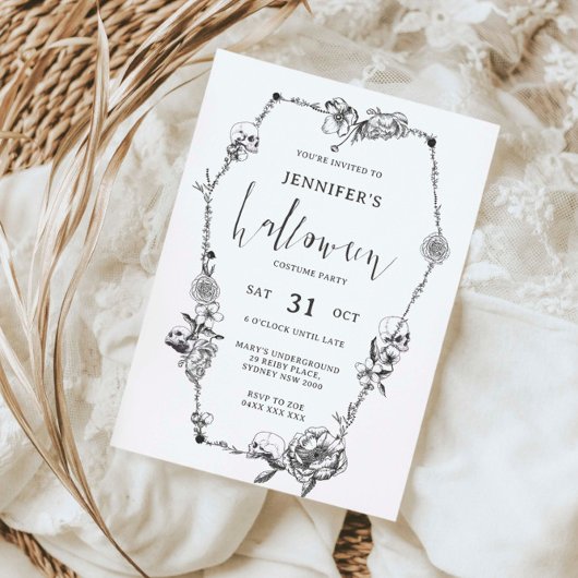 ゴシック様式の手描きハローウィンパーティ 招待状