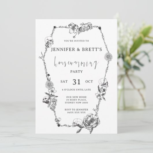 ゴシック様式の手描きハローウィンパーティ 招待状 (スタンド正面)