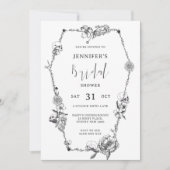 ゴシック様式の手描きブライダルシャワー 招待状 (正面)
