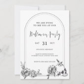 ゴシック様式の手描き花アーチハローウィンパーティ 招待状 (正面)