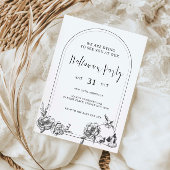 ゴシック様式の手描き花アーチハローウィンパーティ 招待状