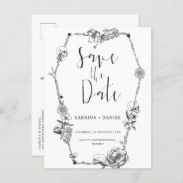 ゴシック様式の手描き花スカル保存日 ポストカード