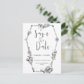 ゴシック様式の手描き花スカル保存日 ポストカード (スタンド正面)