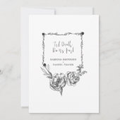 ゴシック様式の手描き花スカル保存日 招待状 (裏面)