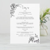 ゴシック様式の手描き花メニューカード 招待状 (スタンド正面)