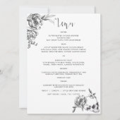 ゴシック様式の手描き花メニューカード 招待状 (正面)