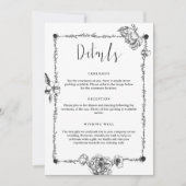 ゴシック様式の手描き花詳細囲いカード 招待状 (正面)