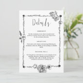 ゴシック様式の手描き花詳細囲いカード 招待状 (スタンド正面)