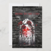 ゴシック様式の教会の窓レッドローズ 招待状 (裏面)