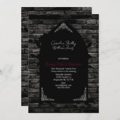 ゴシック様式の教会の窓レッドローズ 招待状 (正面/裏面)