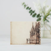 ゴシック様式の教会アンティークビナテージハロウィーンを見る シーズンポストカード (スタンド正面)