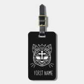 ゴシック様式の旅行用砂糖スカル不気味な子猫 ラゲッジタグ (正面縦)