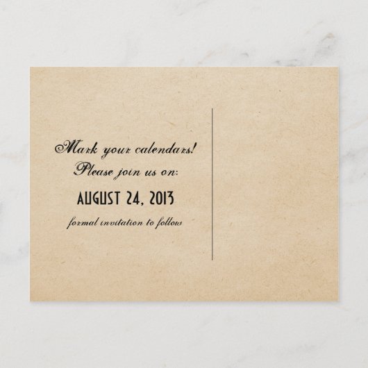 ゴシック様式の旋回バラ日付のはがきを保存する，ティール（緑がかった色） 案内ポストカード (裏面)