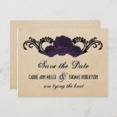 ゴシック様式の旋回バラ日付はがき、紫を保存 案内ポストカード (正面/裏面)