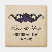 ゴシック様式の旋回バラ日付磁石、紫を保存 マグネット (正面)