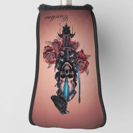 ゴシック様式の暗く神秘的なスカル ゴルフヘッドカバー (回転90)