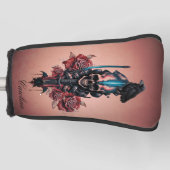 ゴシック様式の暗く神秘的なスカル ゴルフヘッドカバー (正面)