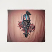 ゴシック様式の暗く神秘的なスカル タペストリー (正面(横))