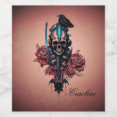 ゴシック様式の暗く神秘的なスカル ワインラベル (シングルラベル)