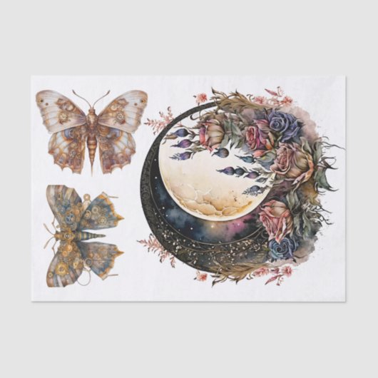 ゴシック様式の月とスチームパンクアートのデコページ 薄葉紙 (正面)