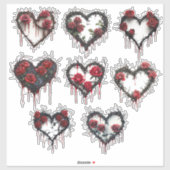 ゴシック様式の棘とバラ出血ハート シール (シート)