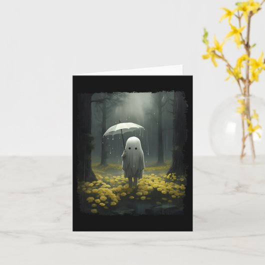 ゴシック様式の森ヴィンテージフローラ幽霊ハロウィーンハント カード (黄色い花)